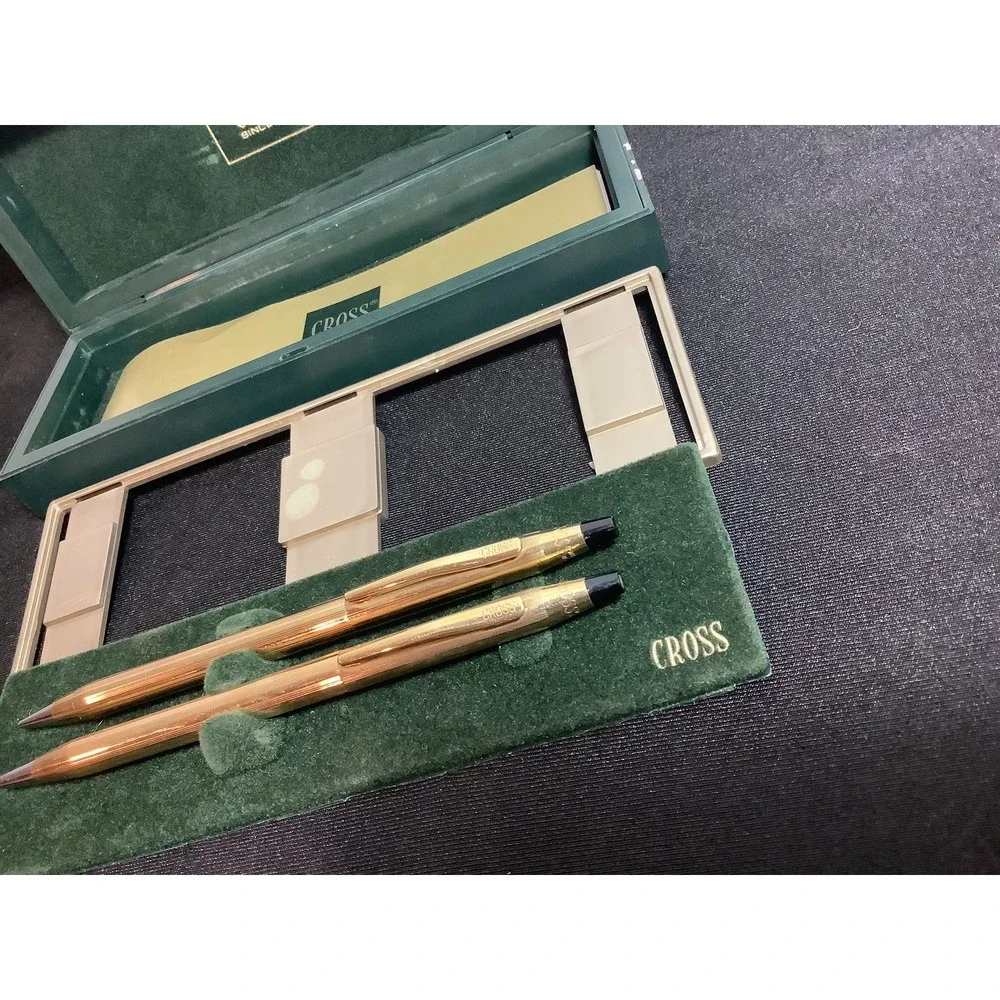 Vintage Cross 1/20 10k Gold Filled Pen & Pencil Set W Brochure And Original Case